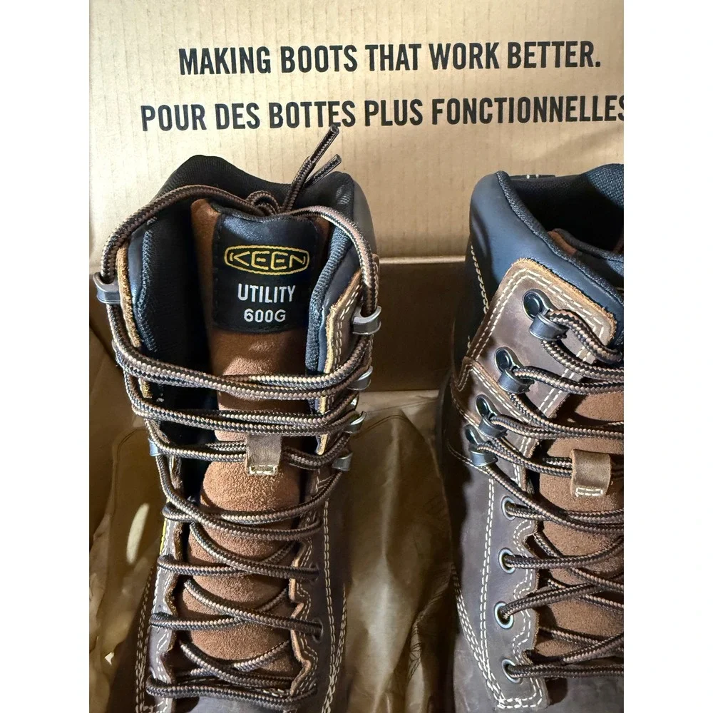 Keen Utility 600G Insulated Waterproof Work Boots‎ Brown Leather Mens 7.5 EE
